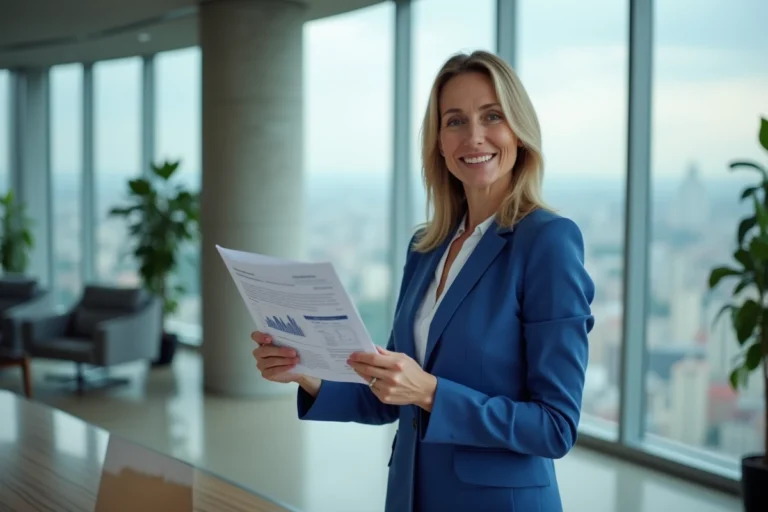 Femme d'affaires confiante dans un bureau moderne
